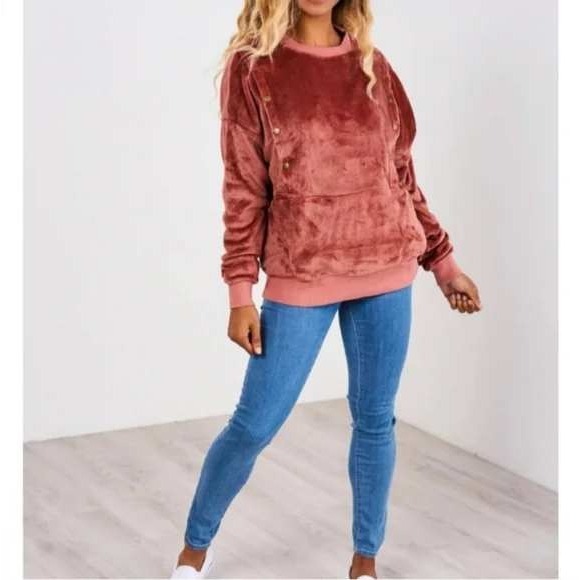 Latched Mama Womens Fleece Nursing Sweatshirt 2X Cozy Lounge Baby Wear - Picture 1 of 7